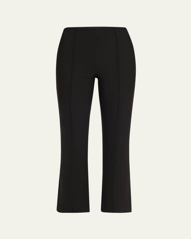 Cropped Flare-Leg Pintuck Pants